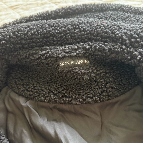 Monblanche  Black Fleece Jacket with Leather Accents - Picture 4 of 7